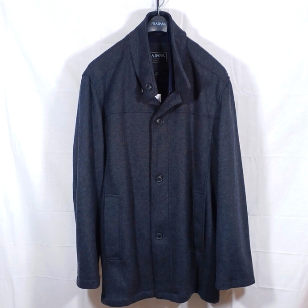 Jos A Bank Winter Coat Gray & Blue Zips & Buttons Up Size XXL New with tags - Picture 2 of 8